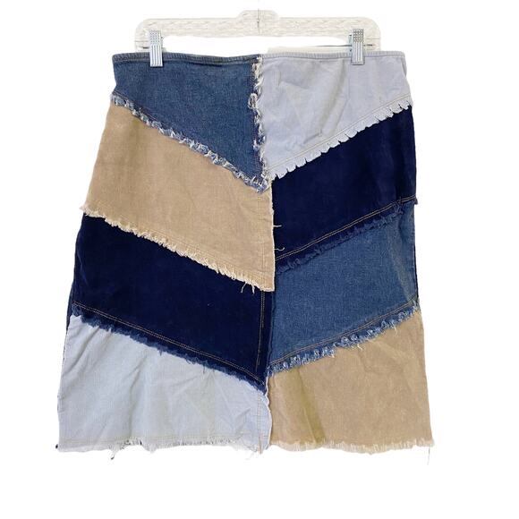Vintage Entrancy Womens Size 1X Corduroy Patchwork Y2K Skirt - Picture 2 of 5
